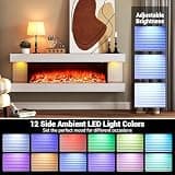 ORALNER 36-Inch 3-Sided Wall Mount Electric Fireplace with 50-Inch Floating Mantel