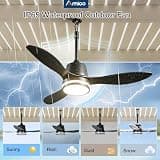 Amico 42-Inch IP65 Waterproof Plug-In Ceiling Fan with Reversible DC Motor