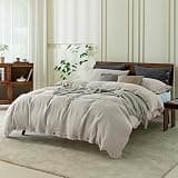 EVERLY Premium French Flax Linen Oversized King Duvet Cover, 120" x 98"
