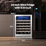 Yeego 24-Inch 52-Bottle Built-In Compressor Wine Fridge with Beech Wood Shelves