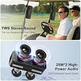 Hupoaf 50W Portable Magnetic Golf Cart Speaker with TWS & SD Card Slot