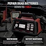 TowerTop 12V Smart Car Battery Charger with 2/10/25-Amp Outputs and 100A Engine Start Aid