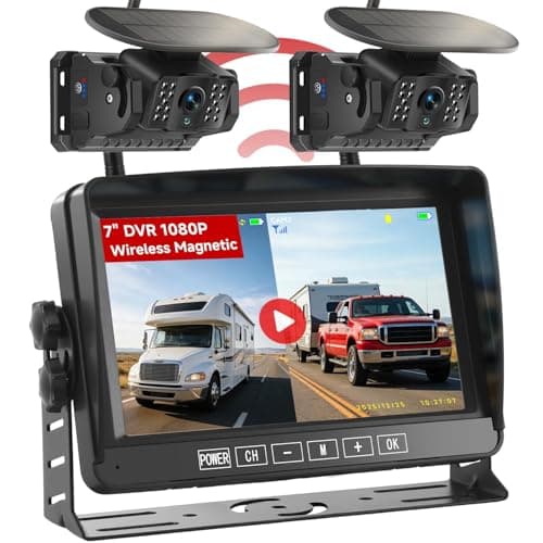 Venluna Dual Wireless Magnetic 4-Channel Backup Camera with 15000mAh Battery