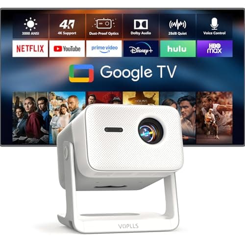 VOPLLS 4K Ceiling Projector with 3000 ANSI Lumens & Officially Licensed Google TV