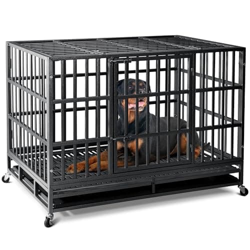 Oranland 48-Inch Heavy Duty Indestructible Steel Dog Crate with Baseplate
