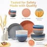Wheat Straw 64-Piece Unbreakable Dinnerware Set for 8 with Utensils, Black