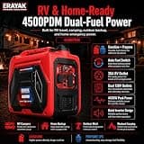 ERAYAK 4500-Watt Dual-Fuel Portable Inverter Generator with Gas Priority System