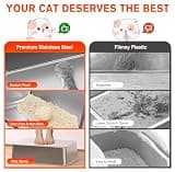 2-Pack XL High-Sided Stainless Steel Cat Litter Boxes with Overlapping Top Lids