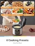 COMFEE' Upgraded 6-in-1 Stainless Steel 8-Cup Multi Cooker with Slow Cooker