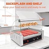 11-Roller Commercial Hot Dog Grill & Bun Warmer, 30-Dog Capacity, 1650W