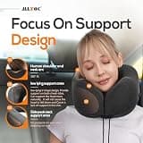 MLVOC Ergonomic Memory Foam Travel Neck Pillow with 3D Eye Mask and Earplugs
