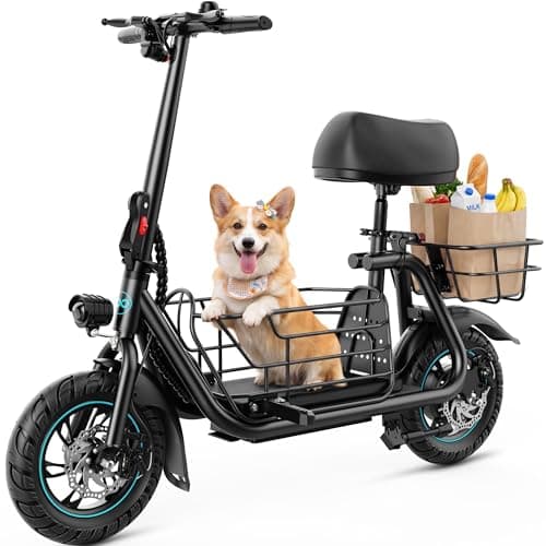 Gyroor C1S Seated Electric Scooter, 550W Motor, Multi-Basket Pet Configuration