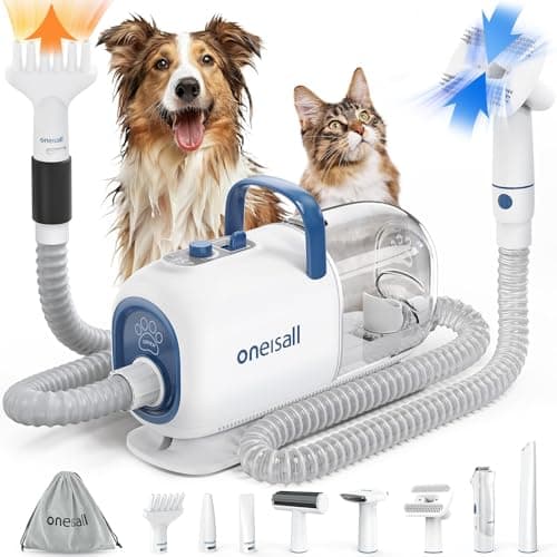 oneisall 3-in-1 Pet Vacuum and High-Velocity Blower Station for Home Bathing