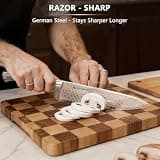 Astercook 15-Piece German Stainless Steel Knife Set with Laser Damascus Pattern