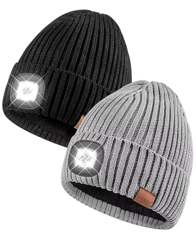 Generic 2-Pack Rechargeable LED Beanie Hats with 3 Brightness Settings