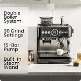 Chefman Crema Deluxe Espresso Machine with Double Boiler and Built-In Grinder