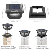 Sumaote 120-Lumen Warm White Solar Post Cap Lights for 3x3 to 4x4 Posts, 6-Pack