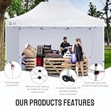 Crown Shades 10x15 Commercial Heavy Duty Pop Up Canopy Tent with Four Sidewalls