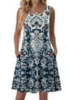 Zeagoo Sleeveless Hawaiian Sundress with Pockets and Swing Silhouette