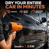 Suds Lab JD Jet Dry Car Drying Blower with Two Rubber Nozzles and 20-Foot Cord