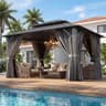 Aoxun 10x12 ft. Galvanized Steel Double Roof Hardtop Gazebo with Netting