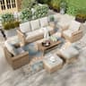 HERA'S HOUSE 6-Piece Windsor Metal Spindle Patio Set with Wood-Grain Table