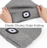 MELASA Fleece Lined Winter LED Beanie Hat with USB Rechargeable Light