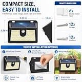Super Bright Waterproof Solar Motion Sensor Outdoor Security Lights, 6-Pack