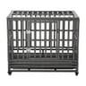LUCKUP 38-Inch Heavy Duty Spot-Welded Steel Dog Cage with Lockable Wheels
