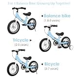bikeboy 3-in-1 Toddler Balance to Pedal Bike with Training Theory Design