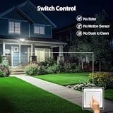 Onforu 90W Ultra Bright 4-Head LED Security Flood Light, 10000 Lumens IP66 Waterproof