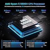 Trycoo High-Performance Mini PC, AMD Ryzen 5 5600H, 16GB DDR4 RAM, 512GB SSD