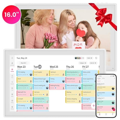 Smart 16-Inch Digital Wall Calendar With Seamless Google And iCloud Syncing
