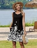 Zeagoo Sleeveless Floral Tank Mini Dress with Relaxed Swing Silhouette and Pockets
