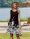 Zeagoo Sleeveless Floral Tank Mini Dress with Relaxed Swing Silhouette and Pockets
