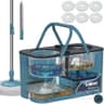 4-Chamber Separating Spin Mop System with Glide Wheels and 6 Microfiber Pads