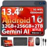QDDQ 13.4-inch 2K Android 16 Tablet with 256GB Storage, Keyboard, Mouse, and Stylus