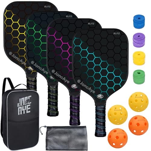 JoncAye USAPA Approved Fiberglass Graphite Pickleball Paddle Set of 4
