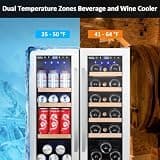 Velieta 24-Inch Dual Zone Wine and Beverage Refrigerator, Touch Control