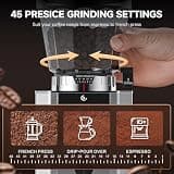 AMZCHEF 40mm Conical Burr Coffee Grinder with Digital LED Touch Display
