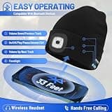 Keains Bluetooth Beanie Hat with Integrated Light & Built-in Speaker Mic