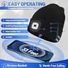 Keains Bluetooth Beanie Hat with Integrated Light & Built-in Speaker Mic