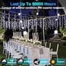 QUHUATU 82-Foot Cool White LED Icicle Lights 810-Bulb Dimmable Display Kit