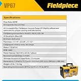 Fieldpiece VP67 6 CFM 1/2 HP Portable A2L Compatible HVAC Vacuum Pump