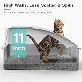 XL Enclosed Stainless Steel Cat Litter Box with High Sides, Litter Mat and Scoop