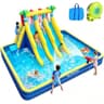 ELEMARA Big Kids Inflatable Triple Water Slide with 15-Inch Deep Dual Pool