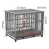 LUCKUP 38-Inch Heavy Duty Spot-Welded Steel Dog Cage with Lockable Wheels