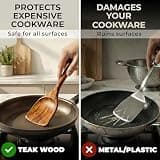 8-Piece Natural Teak Wooden Utensil Set with Holder, Spoon Rest & Hooks
