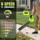 laapee Brushless Cordless Leaf Blower with 650 CFM Airflow & Dual 4.0Ah