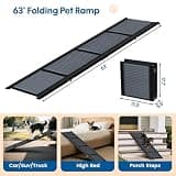 HBTower 63-Inch Premium Aluminum Alloy Folding Dog Ramp for Cars with Anti-Slip Rug